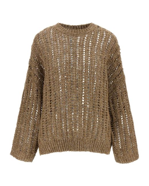 Brunello Cucinelli Brown Crewneck Drop Shoulder Jumper