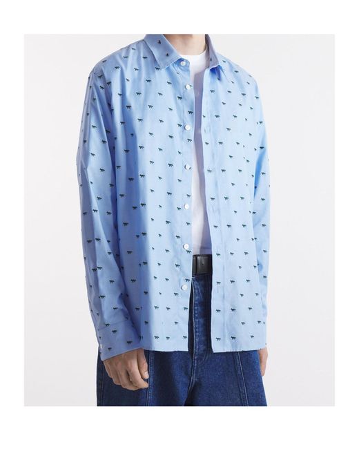 Maison Kitsuné Blue Maison Kitsuné Profile Fox Casual Shirt for men