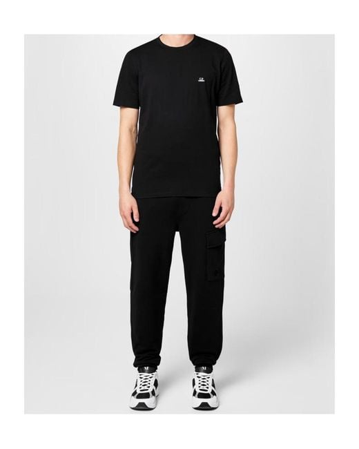 C P Company Black Logo Crew Neck T-Shirt for men