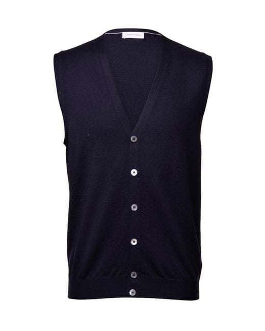 Gran Sasso Blue V-Neck Knitted Vest for men
