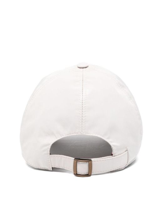 Brunello Cucinelli White Embroidered Baseball Cap for men