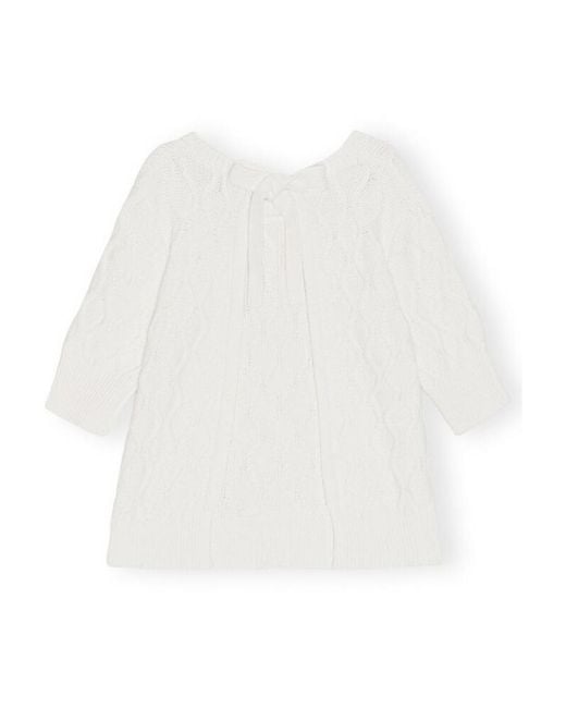 Ganni White Cotton Cable Open Back Top