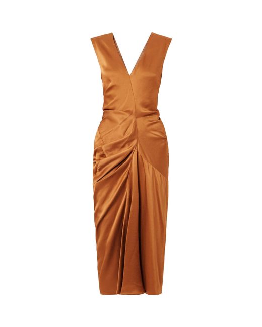Dries Van Noten Brown Pleated Mid-Length Dress