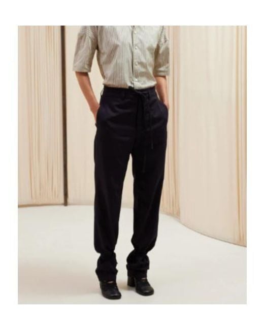 Lemaire Blue Cotton Straight Trousers