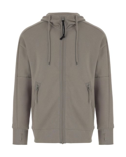 C P Company Gray Diagonal Raised Fleece Goggle Sweatshirt for men