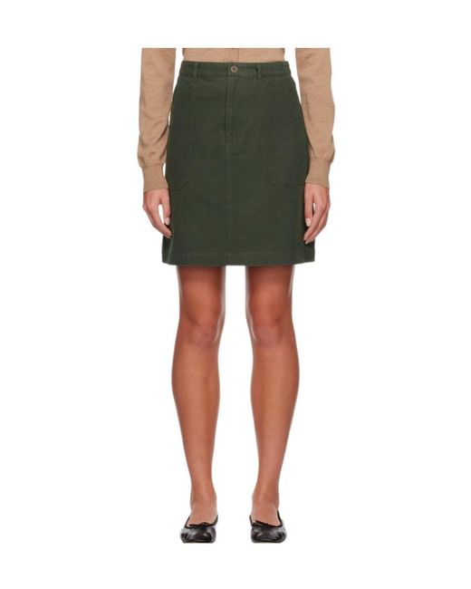 A.P.C. Green Mini Button Skirt