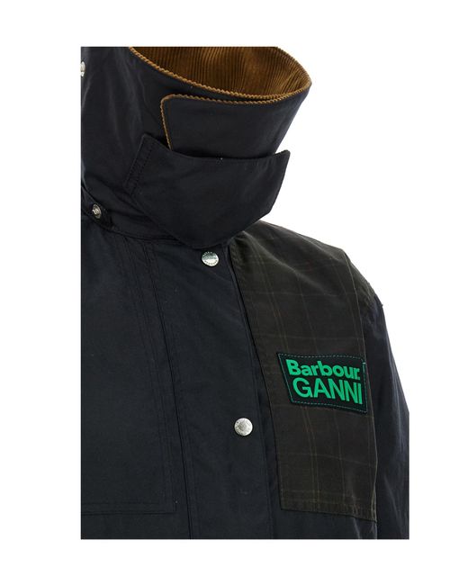 Barbour Black X Ganni Waxed Duffle Coat