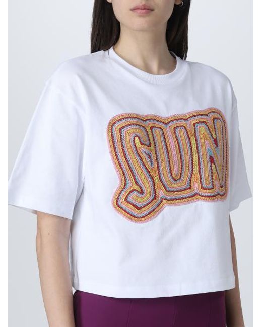 Sportmax Purple Crochet-Embroidered Cropped T-Shirt
