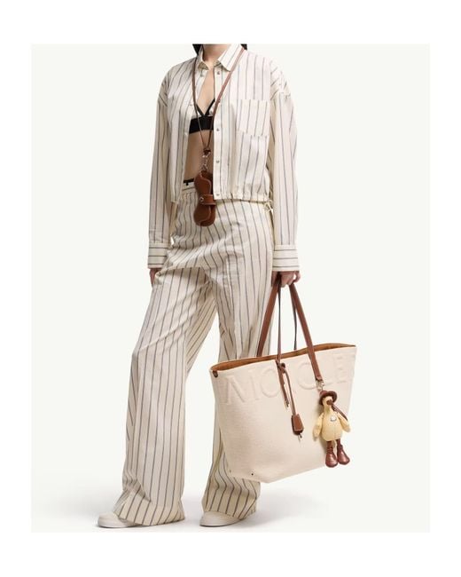 Moncler White Striped Button-Up Shirt
