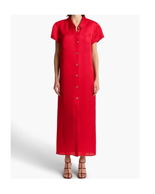 Khaite Red Effy Short-Sleeved Dress