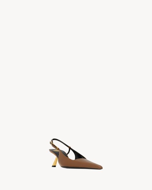 Saint Laurent Brown Lee Slingback Pumps