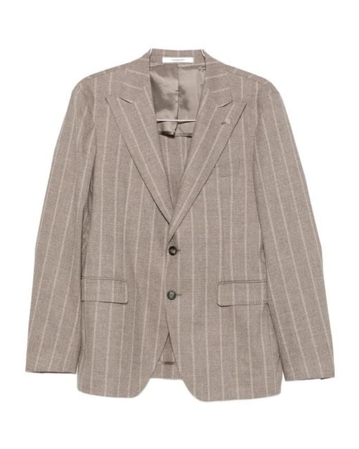 Tagliatore Brown Long-Sleeved Suit Jacket And Trousers Set for men