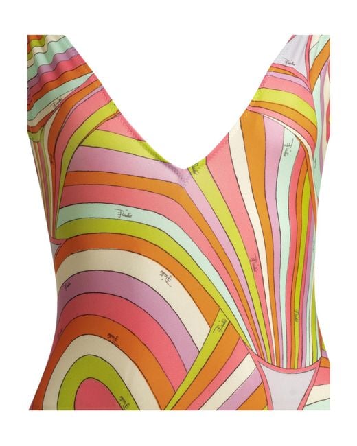 Emilio Pucci Multicolor Spaghetti-Strap One-Piece Swimsuit