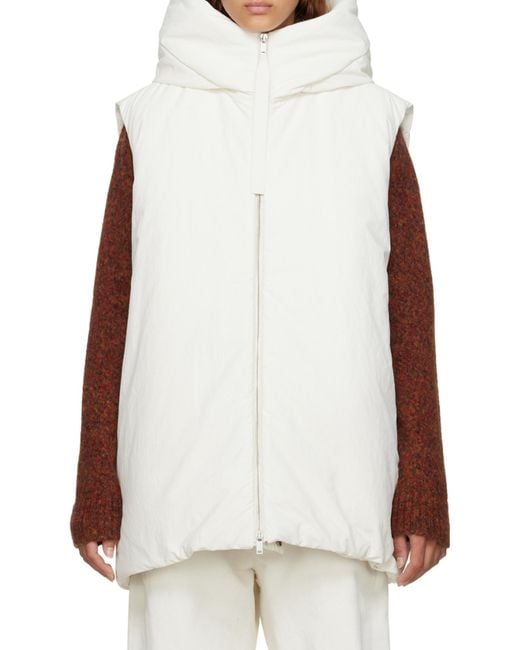 Jil Sander White Zippered Hooded Down Vest