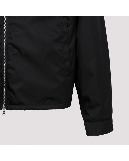 Prada Black Logo Plaque Zip-Up Jacket for men