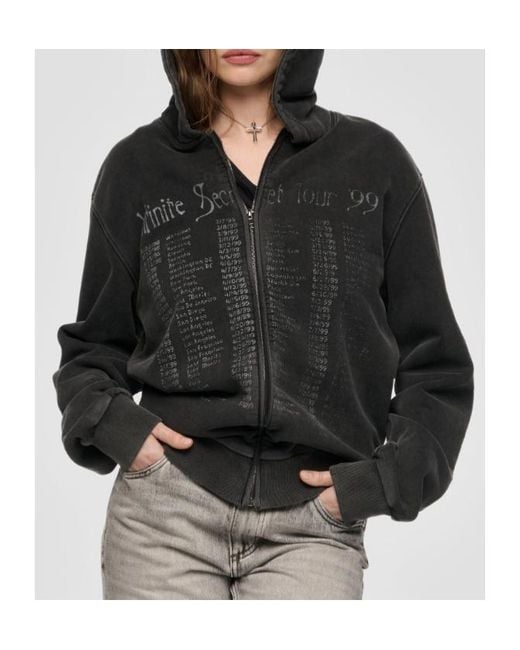 M I S B H V Gray Graphic-Print Zip-Up Hoodie for men