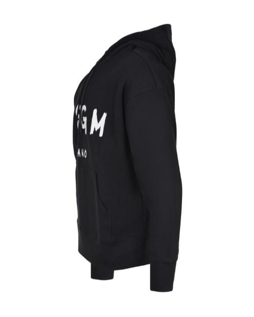 MSGM Blue Logo-Print Drawstring Hoodie for men