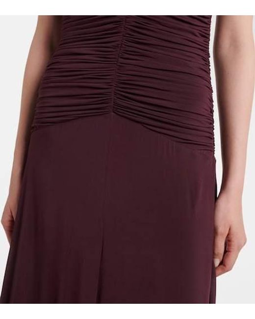 TOVE Purple Avita Ruched Jersey Maxi Dress