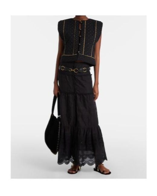 Isabel Marant Black Paoline Lace-Trimmed Maxi Skirt