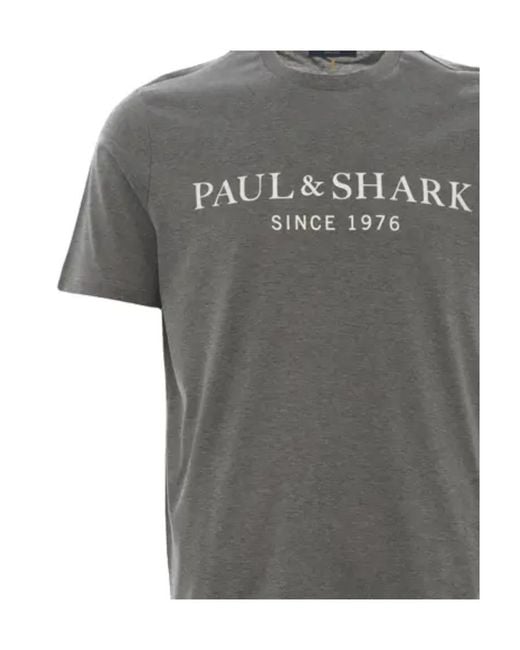 Paul & Shark Gray Logo Details T-Shirt for men