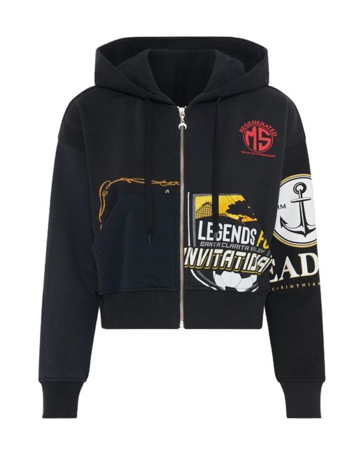 MARINE SERRE Blue Long-Sleeve Hoodie