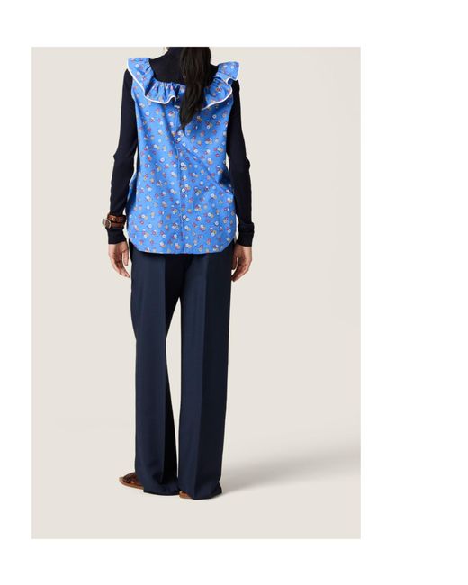Miu Miu Blue Mohair-Wool Tailored Trousers