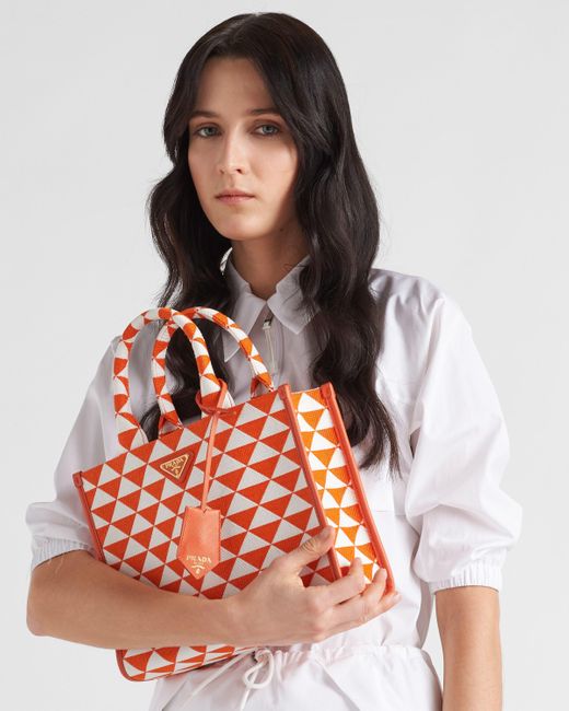 Prada Orange Symbole Small Top Handle Bag