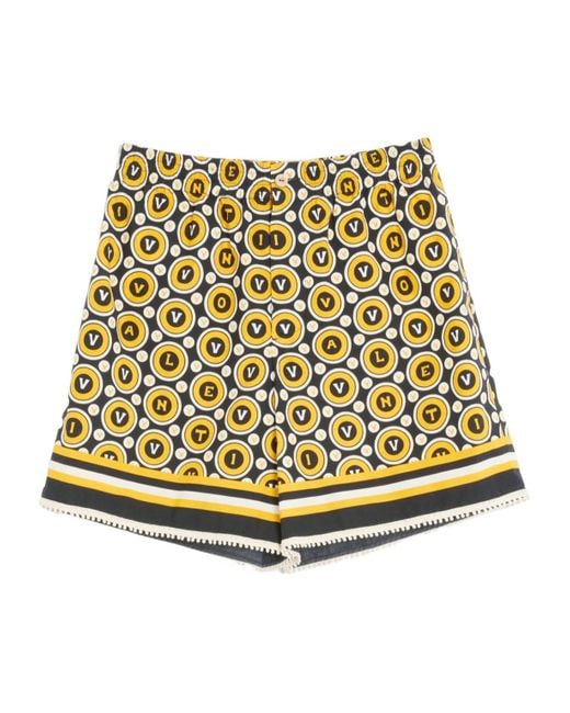 Valentino Natural Monogram Patterned Striped Trim Shorts for men