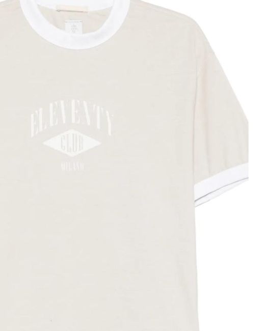 Eleventy White Logo T-Shirt for men