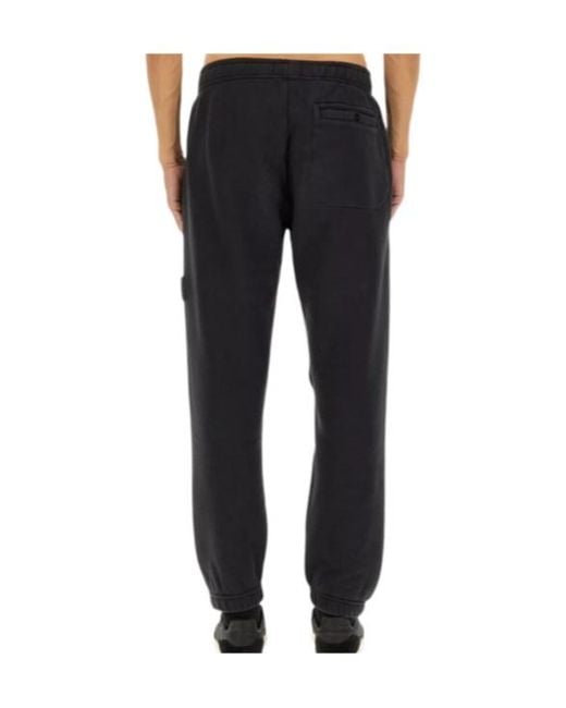 Stone Island Black Logo Patch Fleece Jogger Pants for men