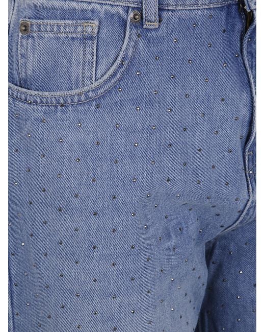 Twinset Blue Studded Wide-Leg Jeans
