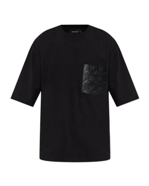 DSquared² Black Embossed-Logo T-Shirt for men