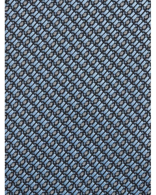 Zegna Blue Geometric-Patterned Jacquard Tie for men