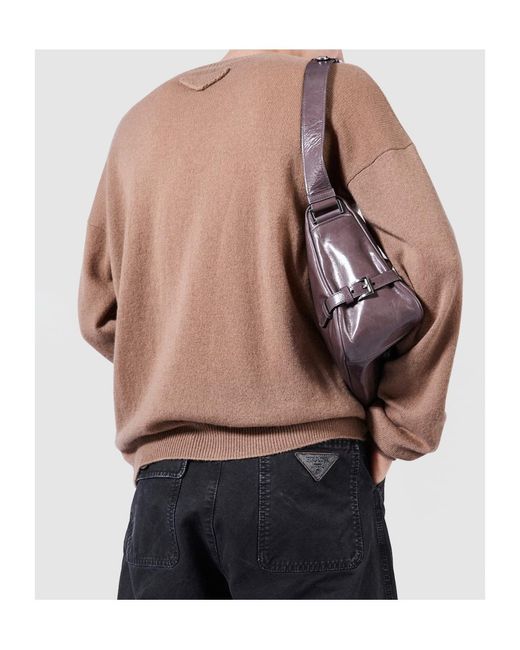 Prada Black Logo Detailed Wide-Leg Jeans for men
