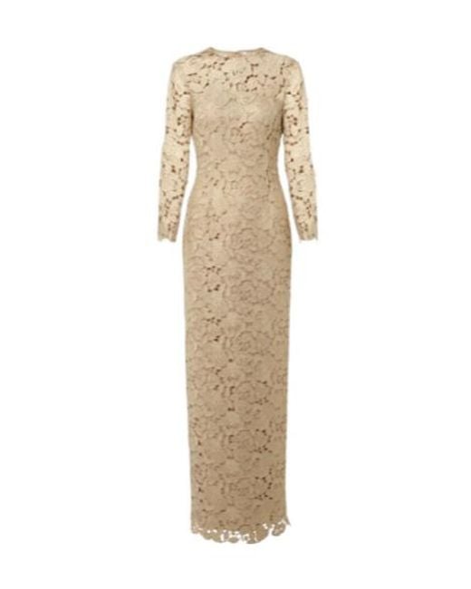 Oscar de la Renta Natural Floral Lace Gown