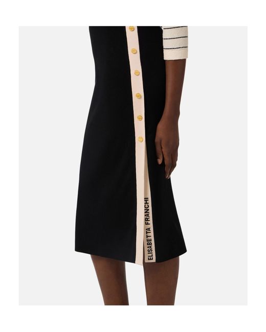 Elisabetta Franchi Blue Belted Knitted Midi Skirt