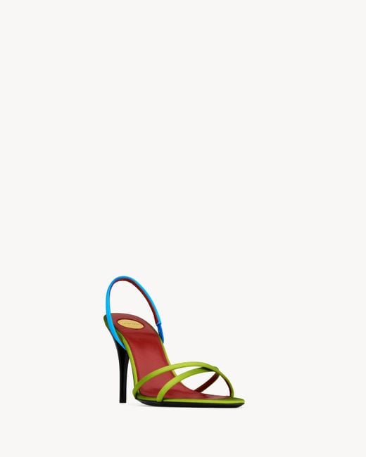 Saint Laurent Green Justify Slingback Sandals