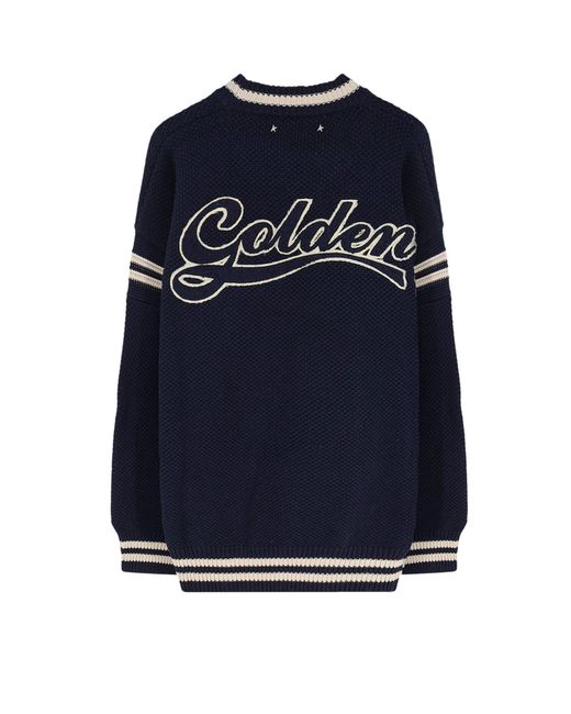 Golden Goose Deluxe Brand Blue Logo Detailed Striped Jumper for men