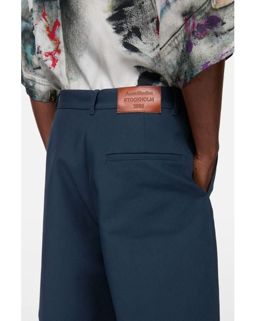 Acne Blue Logo-Patch Trousers for men