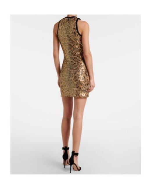 Roberto Cavalli Natural Sequined Leopard-Print Minidress