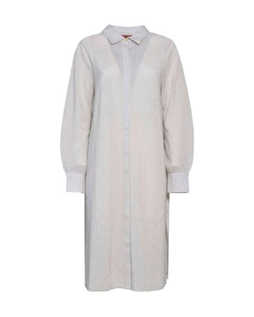 Missoni Gray Belted Long-Sleeved Midi Dress