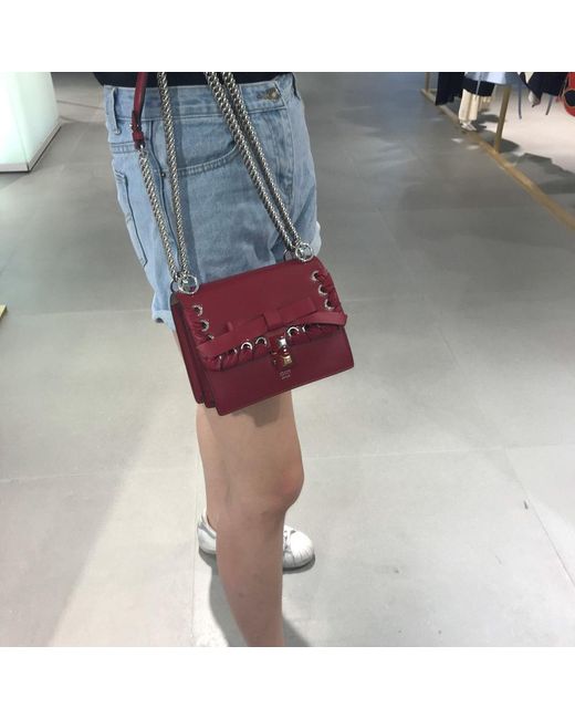 Fendi Red Kan I Bowknot Calfskin Shoulder Bag