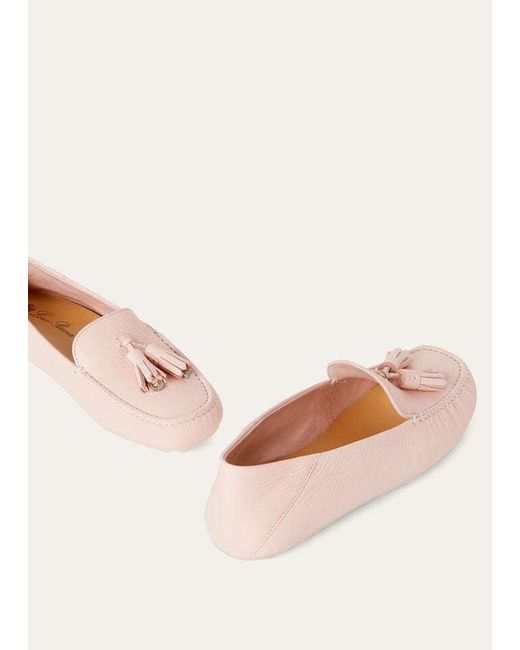 Loro Piana Pink Tassel-Detailed Round Toe Loafers