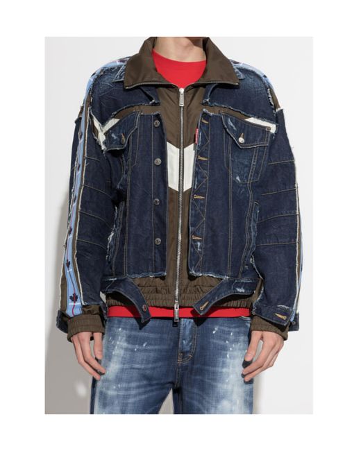 DSquared² Blue Front Zip-Up Denim Jacket for men