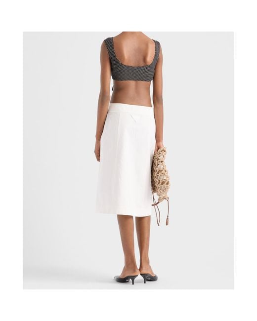 Prada White Button-Detailed Skirt