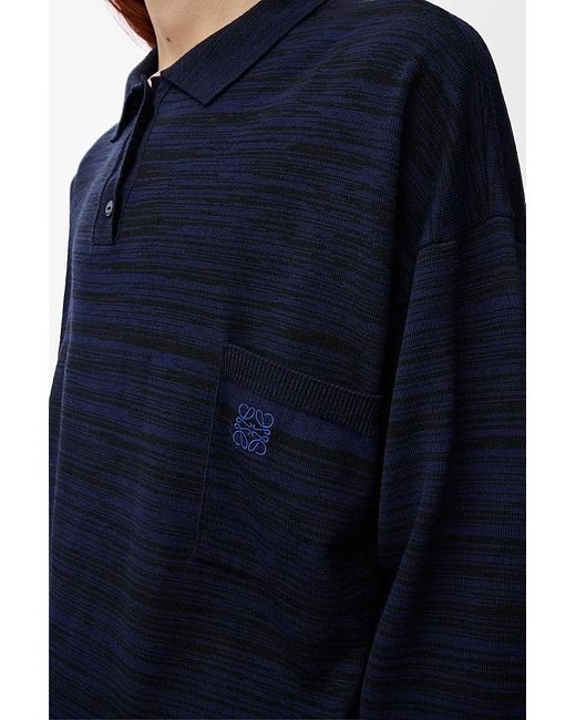 Loewe Blue Striped Logo Polo Sweater for men