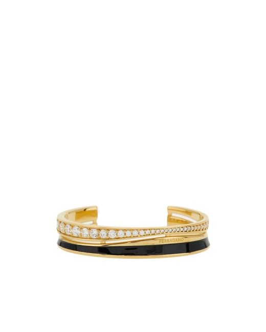 Ferragamo Metallic Ferragamo Logo Engraved Embellished Bangle