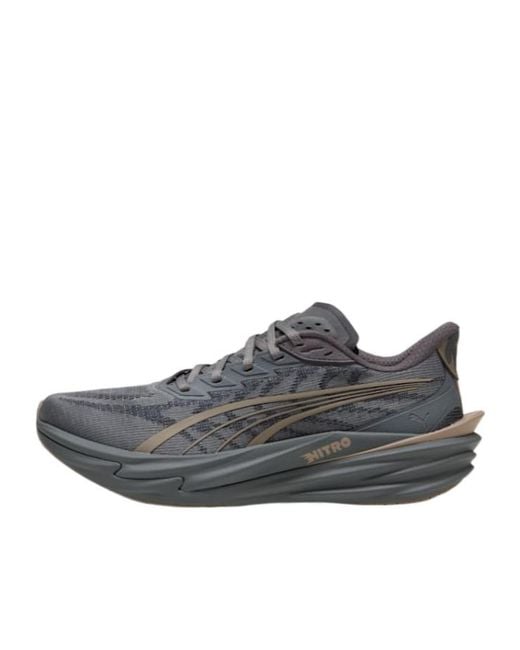 PUMA Gray Deviate Nitro 4 Road Running Shoes for men