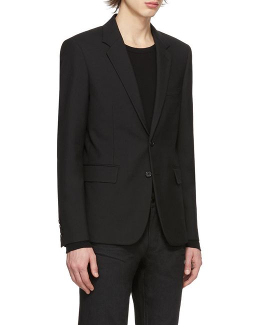 Saint Laurent Black Single-Breasted Straight Collar Jacket for men