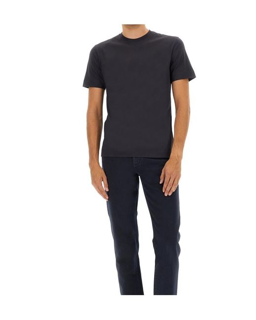 Zegna Gray Short Sleeved Crew Neck Shirt for men
